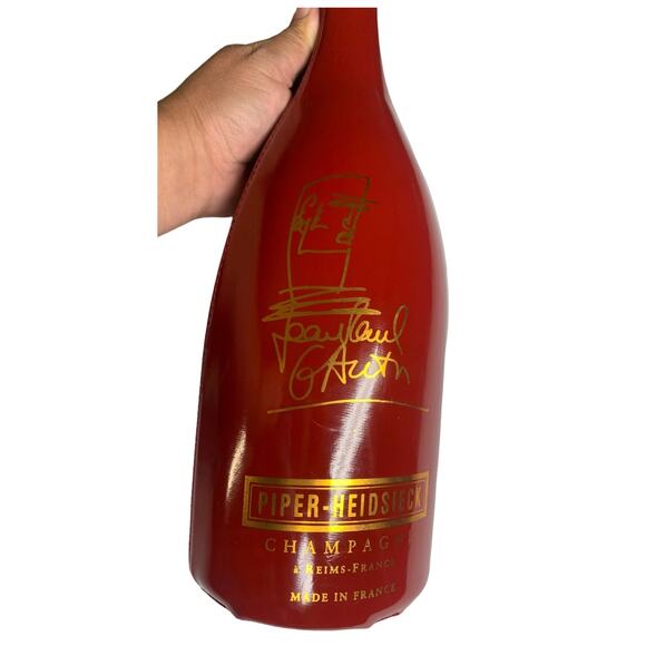 1990 Piper Heidsieck Red Lace Up Corset‎ Sleeve Empty Bottle Jean Paul Gaultier - Picture 2 of 9